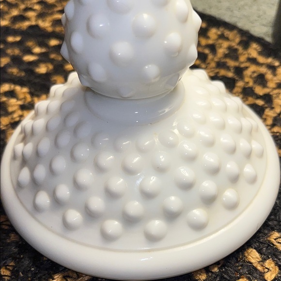 White Fenton Hobnail Candle Holder - Picture 16 of 17